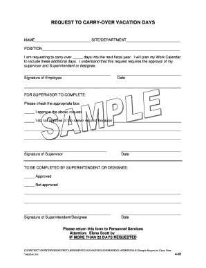 Request to Carry-Over Vacation Days
