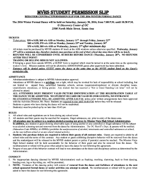 MVHS STUDENT PERMISSION SLIP