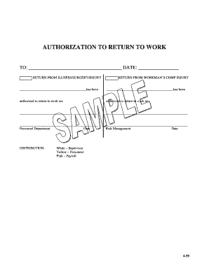 Authorization to Return to Work