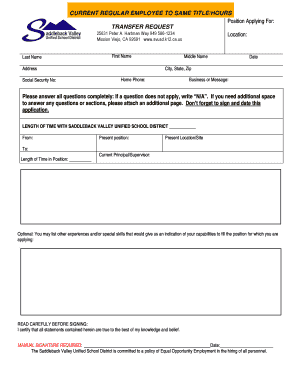 Saddleback Valley Unified School District Employment Application