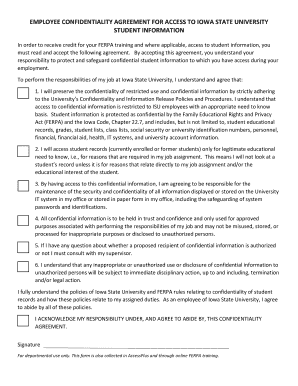 Employee Confidentiality Agreement for Iowa State University