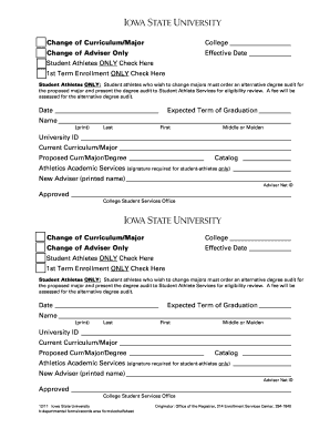 Change of Curriculum/Major Form
