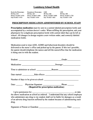Prescription Medication Administration Form