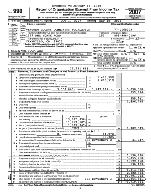 Form 990 Tax Exempt Organization Return