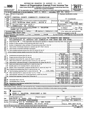 Form 990 2011 Tax Return