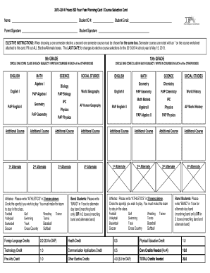 Frisco ISD Four Year Planning Card