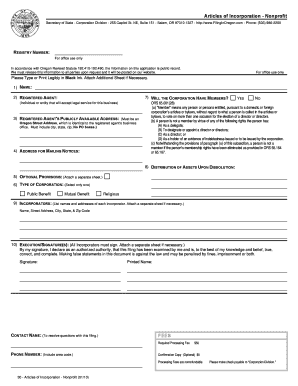 Articles of Incorporation - Nonprofit