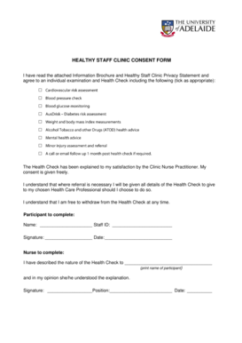 Healthy Staff Clinic Consent Form