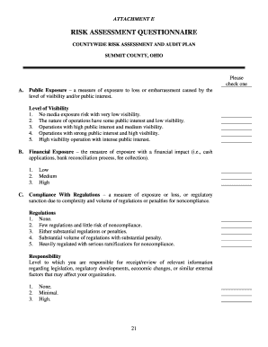 County of Summit Ohio Risk Assessment Questionnaire