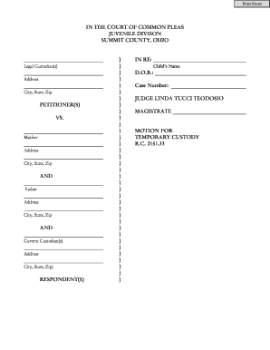 Motion for Temporary Custody