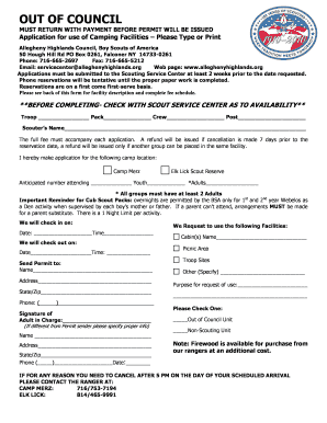 Application for Camping Facilities