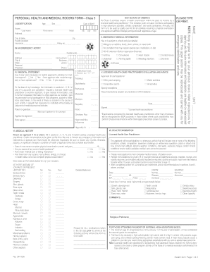 Boy Scouts of America Class 3 Health and Medical Record Form