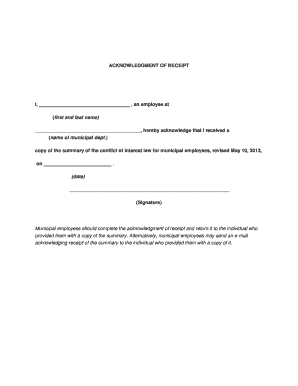 Acknowledgment of Receipt for Conflict of Interest Law