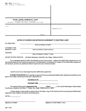Bankruptcy Reaffirmation Debt Notice