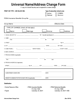 Universal Name/Address Change Form