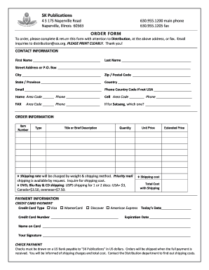 SK Publications Order Form