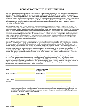 Foreign Activities Questionnaire