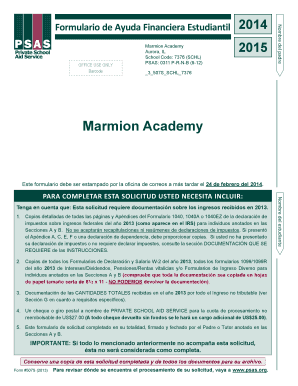 Formulario de Ayuda Financiera Estudiantil 2014