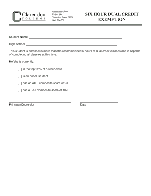 Dual Credit Exemption Form