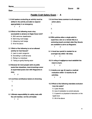 Paddle Craft Safety Exam