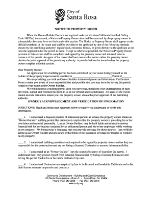 California Owner-Builder Notice to Property Owner