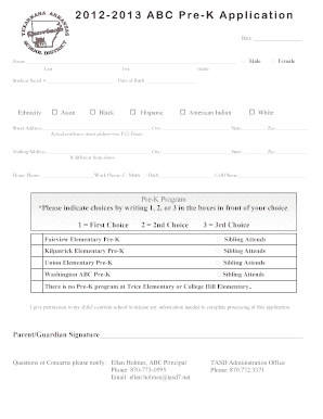 Arkansas Pre-K Application Form