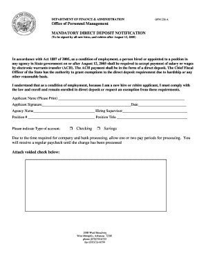 Arkansas Mandatory Direct Deposit Notification