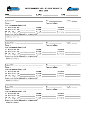 Student Absence Log Form