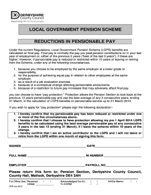 Local Government Pension Scheme Pay Protection Application