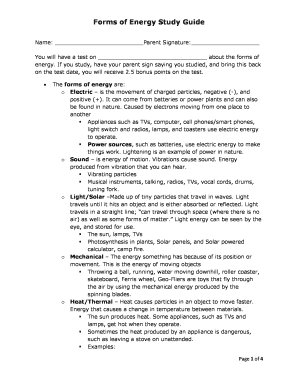 Forms of Energy Study Guide