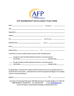 AFP Membership Installment Payment Plan Form