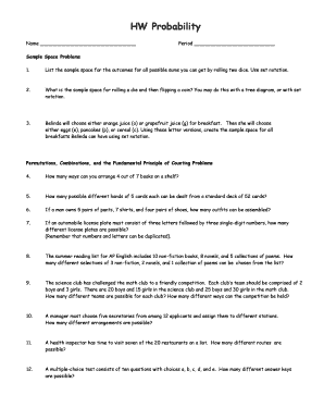 HW Probability Worksheet