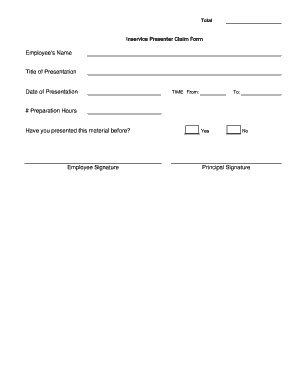 Inservice Presenter Claim Form