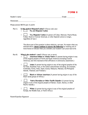 Student Ethnicity and Race Form