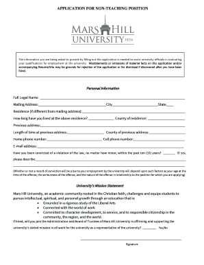 Application for Non-Teaching Position