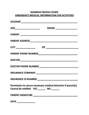 Emergency Medical Information Form