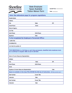 State Employee Tuition Waiver Form