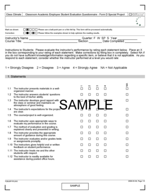 Classroom Academic Employee Student Evaluation Questionnaire