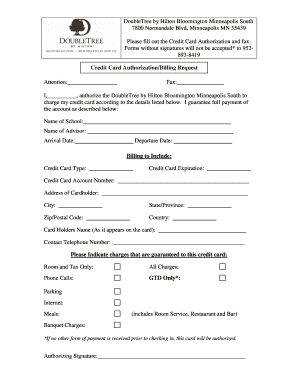 Credit Card Authorization Form