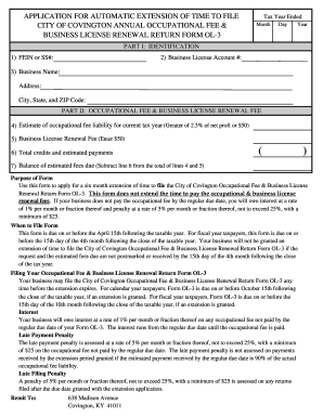 City of Covington Business License Renewal Extension Form