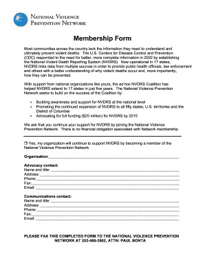 National Violence Prevention Network Membership Form