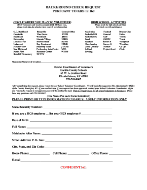 Kentucky School Volunteer Background Check Request