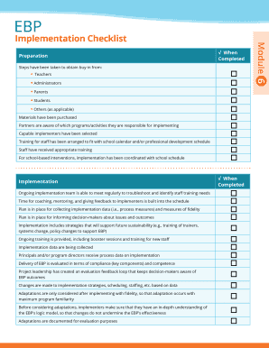 EBP Implementation Checklist