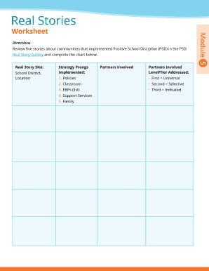 Positive School Discipline Real Story Worksheet