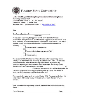 Parent Consent for Student Assessment
