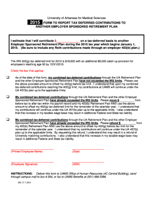 2015 Tax Deferred Contribution Report Form