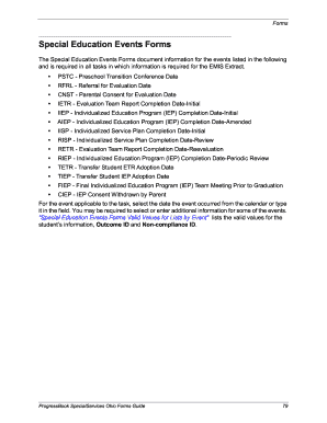 Special Education Events Forms