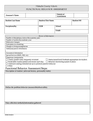 Functional Behavior Assessment Form