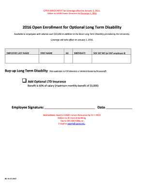 2016 Optional Long Term Disability Enrollment Form