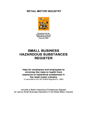 Small Business Hazardous Substances Register